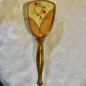 Vintage Hand Mirror with Floral Design